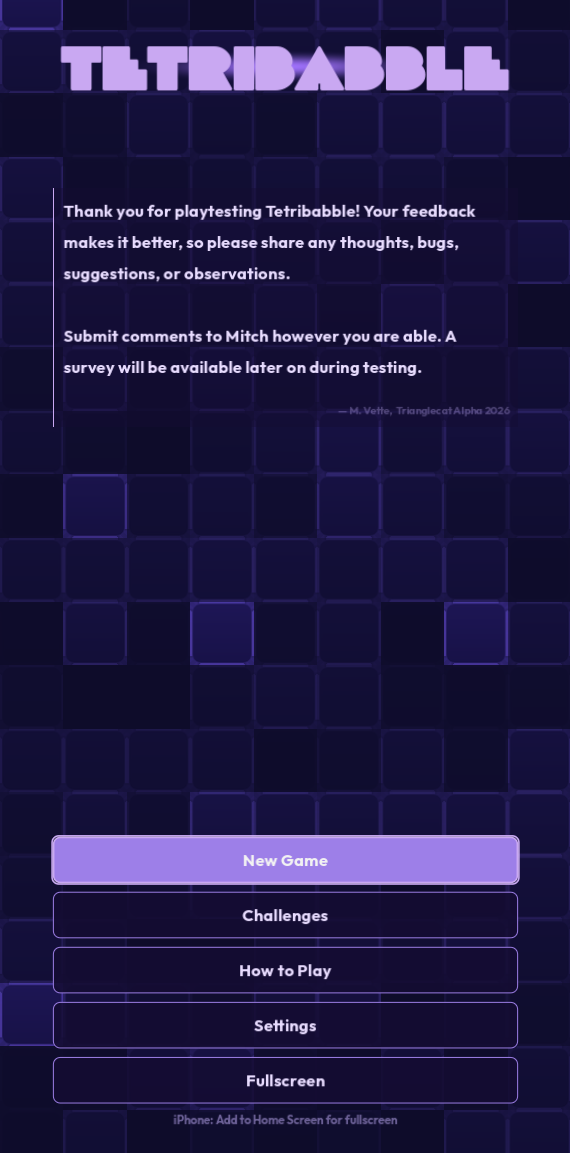 Tetribabble menu